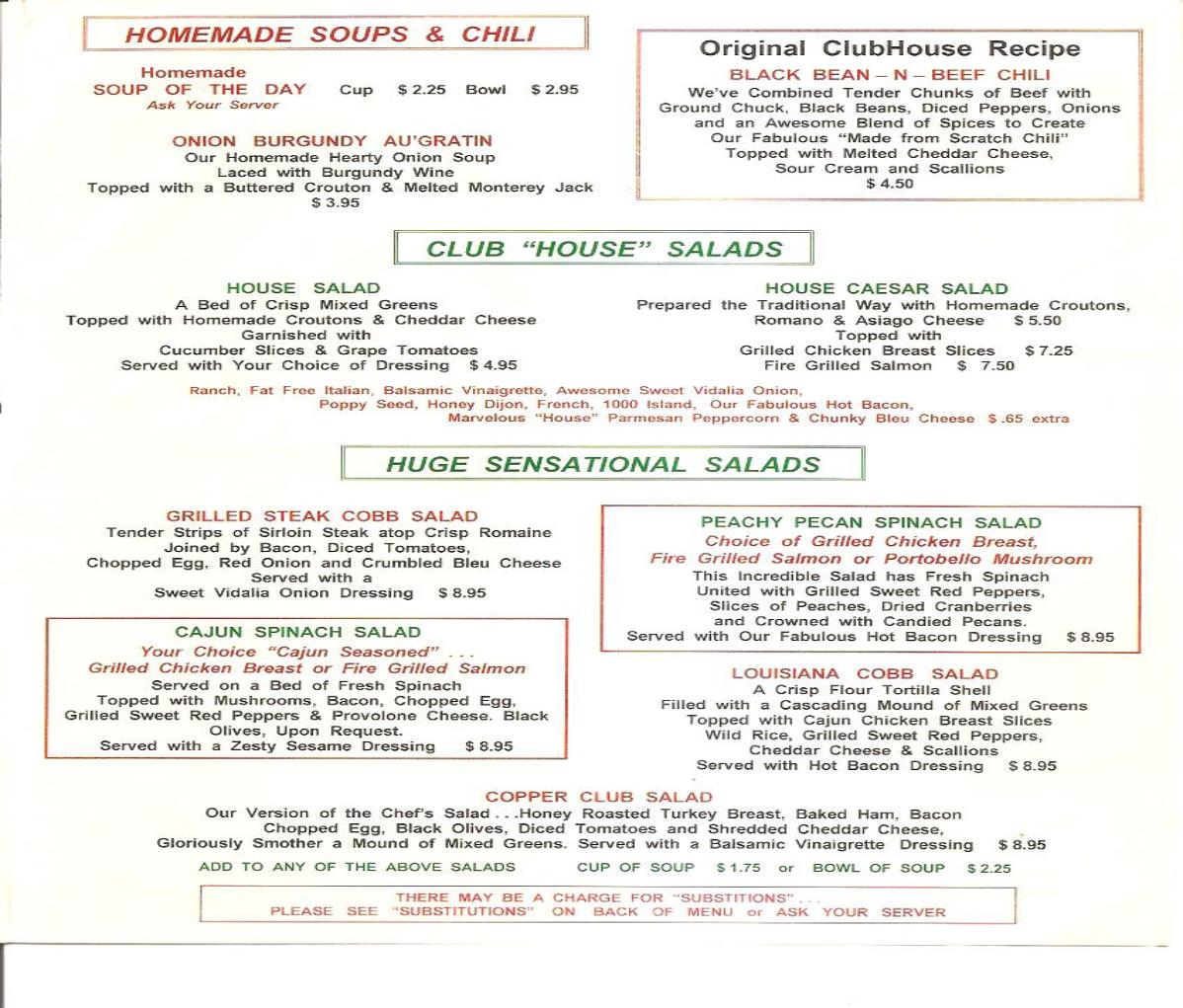 ClubHouse Menu Page PMTV Live ! Entertainment